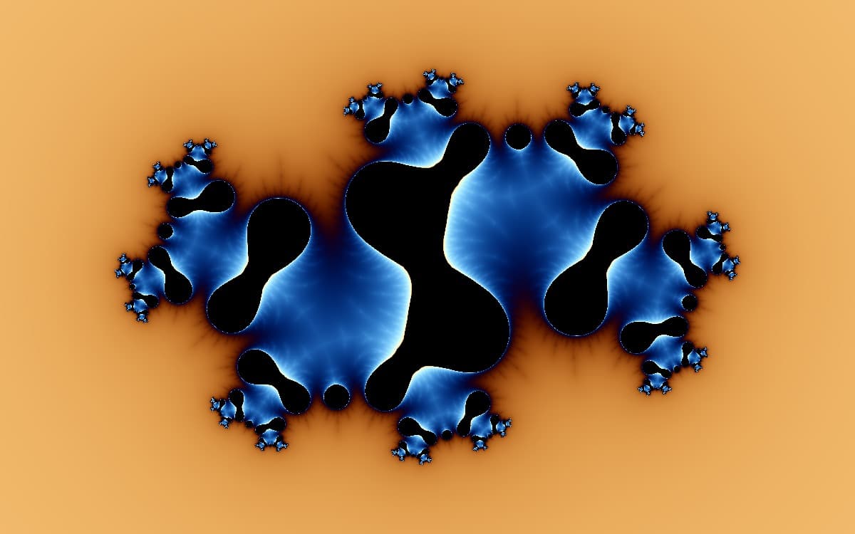 The Zubieta fractal: mirrored wedges and mandala-like lobes in warm amber ("Kaleido Amber Mandala")