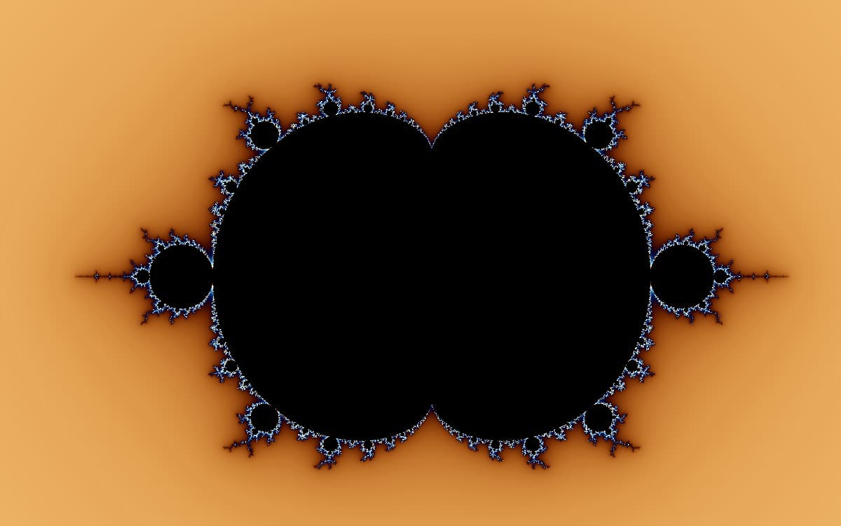 Black Lambda set against blue-green space, its edge trailing branching threads
